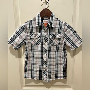 Boys Sonoma White/Black Plaid Short Sleeve (7X) Shirt
